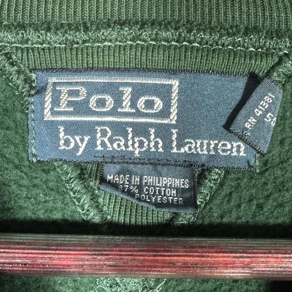 Polo Ralph Lauren Sweatshirt Mens Small Green Airfield Ops Fleece Crewneck*